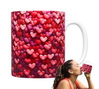 Ghjkldha Coffee Mug, Ceramic Heart Design, Valentine Coffee Cup, 3.74x3.15 Inches, 350ml Love Drinkware, Romantic Tea Holder, Ideal for Boyfriend Girlfriend Holiday Desk Decor