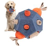 Ghjkldha Dog Enrichment Toy, Chew Ball Treat Dispenser, Teeth Cleaning Squeaky Design, Interactive Pet Ball for Small Medium Large Breeds Indoor Training Play, 5.31x5.12x4.33 Inches