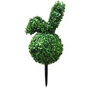 Ghjkldha Easter Bunny Topiary, Faux Garden Animal Decor, 13.78x9.06x7.87 Inches, Outdoor Spike Ornament, Green Figure, for Spring Yard Sculpture, Holiday Lawn Decoration, Porch Accent