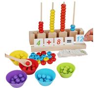 Ghjkldha Educativo para Contar, Juego de Cuentas con Clip, Juego de Aprendizaje de matemáticas de 12 x 8 Pulgadas con Cuentas de Colores, de Habilidad motora Fina, de Aprendizaje preesc