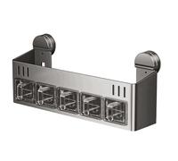 Ghjkldha Estante para condimentos, estante con , organizador de almacenamiento de doble capa, 7.68 x 18.43 x 3.94 pulgadas, soporte de pared sin perforación, solución de exhibición de ahorro de