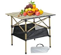 Ghjkldha Folding Picnic Table, Large Roll Up Camping Table with Mesh Storage Bag, Portable Outdoor, Lightweight Iron For Garden, Patio, Fishing, Hiking, Travel, 20.87x20.47x19.69 Inches
