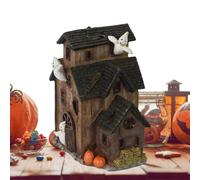 Ghjkldha Halloween Village, Spooky Village, Haunted House Figurine, Built In LED Lights, Festive Holiday Display Accent, for Bedroom, Table, Kitchen, Indoor, Desk, Living Room, Bookshelf, Restaurant