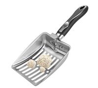 Ghjkldha Heavy Duty Stainless Steel Litter Scoop, Wide Rustproof Sifter, Ergonomic Handle Cleaning Tool for Cats Dogs Reptiles Terrariums, 10.04x4.21 Inches Silver, for Pet Waste Removal