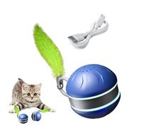 Ghjkldha Interactive Cat Toy Ball, Rechargeable Rolling Ball with Feather, Automatic Pet Exercise Toy, Smart Moving Kitten Game for Indoor Play and Chewing, 2.67x2x1.81 Inches