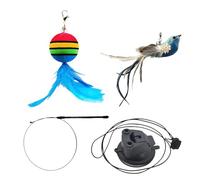 Ghjkldha Interactive Cat Toy, Teaser Wand Bird Set, Handheld Stick with Natural Feathers Engaging Play, Wall Mount Game Active Pets, Kittens Accessories for Indoor Exercise Use, 2.56x2inch