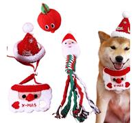 Ghjkldha Interactive Dog Christmas Toys, Teething Puppy Interactive Toys, Christmas-Themed Rope Chew Toys for Dogs, Plush Dog Toys for Puppies, Interactive Pet Toy Set for Holiday Fun and Teeth Care
