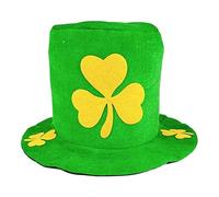 Ghjkldha Leprechaun Hat, Creative Top Hat with Shamrock Design, Stylish Saint Patrick's Day Costume Hats, Gold Buckle and Yellow Leaves Accent, 33x20cm, Holiday Party Accessory