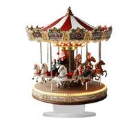 Ghjkldha Merry Go Round Carousel, Acrylic Traditional Carousel Scene with Collectible Figurines, Christmas Village House Decoration, Whimsical Holiday Carousel for Home Decor and Collectible Display