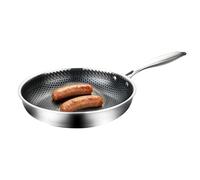 Ghjkldha Non Stick Frying Pan, Round Stainless Steel Kitchen Cookware, Nonstick Pan for Steak Fish Meat and Vegetables, Heavy Duty Skillet for Home Apartment Farmhouse Kitchen and Camping Use