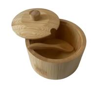 Ghjkldha Salt Container, Wooden Spoon Dispenser Set, Compact Lidded Seasoning Storage Box, Kitchen Counter Organizer Unit, Multi Condiment Holder Jar, Coffee Tea Sugar Pepper 3.94x3.94x4.72 inches