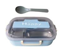 Ghjkldha Stainless Steel Lunch Box, 3-Compartment Food Storage Container with Utensils 8.66inches, Sturdy Meal Prep Box Ideal for Preschool Daycare School Travel Camping Outings, Leak-Free