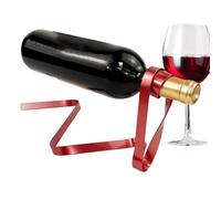 Ghjkldha Wine Bottle Rack, Floating Metal Ribbon Holder for Whiskey, Space-Saving Decorative Stand, Elegant Liquor Display for Kitchen, Bar, Dining Room, Wedding Use