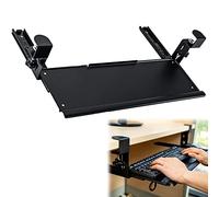 GHJrtHFJ Bandeja para Teclado, Bandeja for Teclado bajo el Escritorio con Abrazadera en C, fácil de Fijar, Totalmente metálica, Color Negro/Blanco, for reposamuñecas y Extensor(Black)