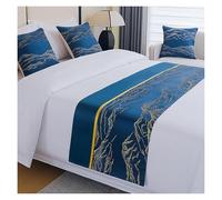 GHJrtHFJ Cama Valance, Camino de Cama y Bufandas Lujo, Bufanda for el pie con diseño Patchwork montañas, Ropa Elegante(BLU,50 * 180cm for 120cm Bed)