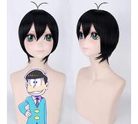 GHK 10 pulgadas Anime Matsuno recta corta peluca negra Cosplay pelucas de pelo sintético para hombres fibra de alta temperatura