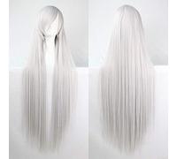 GHK 100 cm moda barato recta larga peluca cosplay negro plata blanco rojo azul púrpura rosa verde pelucas de pelo sintético para mujer plata