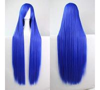 GHK 100 cm moda barato recta larga peluca cosplay negro plata blanco rojo azul púrpura rosa verde pelucas de pelo sintético para mujer azul