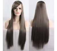 GHK 11 colores 80 cm sintético peluca de pelo largo y recto negro gris verde azul púrpura rosa peluca cosplay pelucas para mujeres gris oscuro