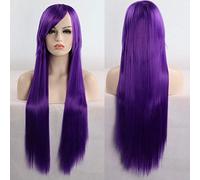 GHK 11 colores 80 cm sintético peluca de pelo largo y recto negro gris verde azul púrpura rosa peluca cosplay pelucas para mujeres púrpura