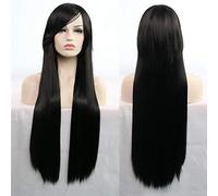 GHK 11 colores 80 cm sintético peluca de pelo largo y recto negro gris verde azul púrpura rosa peluca cosplay pelucas para mujeres negro