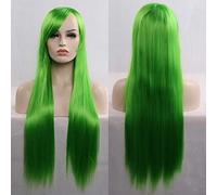 GHK 11 colores 80 cm sintético peluca de pelo largo y recto negro gris verde azul púrpura rosa peluca cosplay pelucas para mujeres verde 2