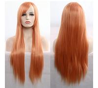 GHK 11 colores 80 cm sintético peluca de pelo largo y recto negro gris verde azul púrpura rosa peluca cosplay pelucas para mujer naranja