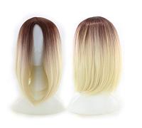 GHK 12 pulgadas corto Bob pelucas para mujeres pelo sintético Anime Cosplay dos tonos negro rosa gris azul verde rojo púrpura rubio Ombre peluca rubia ombre