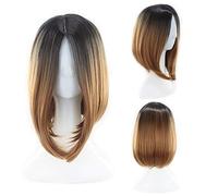 GHK 12 pulgadas corto Bob pelucas para mujeres pelo sintético Anime Cosplay dos tonos negro rosa gris azul verde rojo púrpura rubio Ombre peluca negro marrón