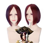 GHK 12 pulgadas LOL League of Legends Wine Red Purple Short Ombre Peluca Cosplay Anime Recto Pelo sintético Fiora Laurent Pelucas para mujeres