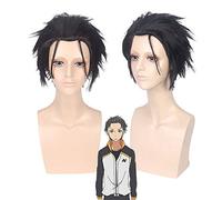 GHK 12 pulgadas Natsuki Subaru corto negro peluca para hombre pelo sintético Re: la vida en un mundo diferente de cero peluca cosplay reflejo