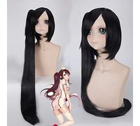 GHK 120cm League of Legends LOL Akali Long Black Ponytail Peluca Cosplay Anime Pelo sintético Recto Disfraces de Halloween Pelucas para mujeres