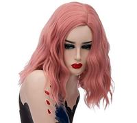 GHK 14 pulgadas corto ondulado colorido arco iris peluca pelo sintético disfraz de Halloween Anime Cosplay naranja Ombre fiesta pelucas para mujeres rosa