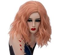 GHK 14 pulgadas corto ondulado colorido arco iris peluca pelo sintético disfraz de Halloween Anime Cosplay naranja Ombre fiesta pelucas para mujeres rosa 3