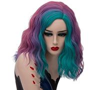 GHK 14 pulgadas corto ondulado colorido arco iris peluca pelo sintético disfraz de Halloween Anime Cosplay naranja Ombre fiesta pelucas para mujeres colorido 6