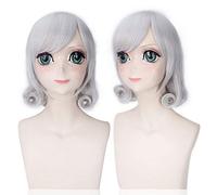 GHK 14 pulgadas League of Legends LOL Gris plateado Peluca rizada corta Cosplay Anime Pelo sintético Fiesta de disfraces de Halloween Pelucas para mujeres
