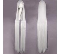 GHK 150cm Peluca súper larga y recta Negro Rubio Blanco Azul Rojo Rubio Animé Pelucas de cosplay para mujer Disfraz de Halloween Pelo sintético plateado