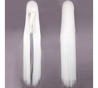 GHK 150cm Peluca súper larga y recta Negro Rubio Blanco Azul Rojo Rubio Animé Pelucas de cosplay para mujer Disfraz de Halloween Pelo sintético blanco
