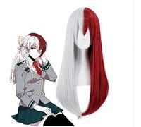 GHK 2019 My Hero Academia Todoroki Shoto Mujer Peluca larga Cosplay Disfraz Boku no Hero Academia Pelucas de fiesta de Halloween de pelo rojo y blanco