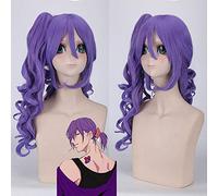 GHK 24 pulgadas Murasakibara Atsushi Purple Cosplay peluca pelo largo ondulado sintético Disfraz de Halloween pelucas para mujer con garra cola de caballo