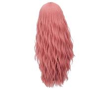 GHK 28 pulgadas largo rizado azul rubio verde rosa peluca sintética pelo natural Anime Cosplay disfraces de Halloween fiesta pelucas para mujeres rosa 3