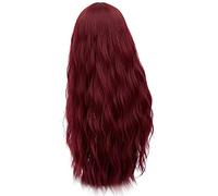 GHK 28 pulgadas largo rizado azul rubio verde rosa peluca sintética pelo natural Anime Cosplay fiesta de disfraces de Halloween pelucas para mujeres vino rojo
