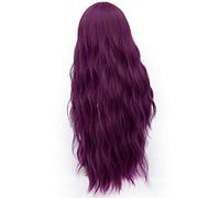 GHK 28 pulgadas largo rizado azul rubio verde rosa peluca sintética pelo natural Anime Cosplay fiesta de disfraces de Halloween pelucas para mujeres púrpura 8