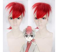 GHK 30 cm Hoozuki no Reitetsu corto Cosplay peluca para hombres disfraz de Halloween sintético esponjoso rojo blanco Ombre pelucas de pelo cabelo