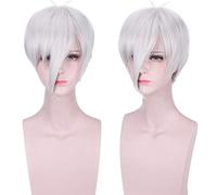 GHK 30cm Barato Corto Plata Peluca blanca Cosplay Anime Pelo sintético Antarcticita Adulto Hombres Mujer Pelucas para fiesta de disfraces