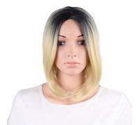GHK 30cm peluca corta recta Ombre Cosplay Anime pelo sintético resistente al calor mujer negro azul gris rosa pelucas cortas Bob para fiesta rubia