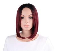 GHK 30cm peluca corta recta Ombre Cosplay Anime pelo sintético resistente al calor mujeres negro azul gris rosa pelucas cortas Bob para fiesta castaño