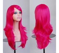 GHK 70cm Barato Peluca ondulada larga Pelo sintético Blanco Negro Rojo Púrpura Verde Azul Rubio Anime Cosplay pelucas para fiesta de disfraces de Halloween 09