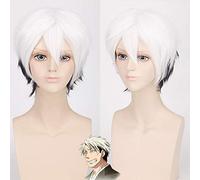 GHK 8 pulgadas Tokyo Ghoul blanco negro Ombre peluca hombres corto Cosplay pelucas de anime para fiesta de disfraces de Halloween pelo sintético