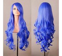 GHK 80 cm moda azul púrpura rojo negro largo ondulado peluca sintética Lolita Anime Cosplay mujer pelucas para fiesta de disfraces de Halloween 13 colores azul